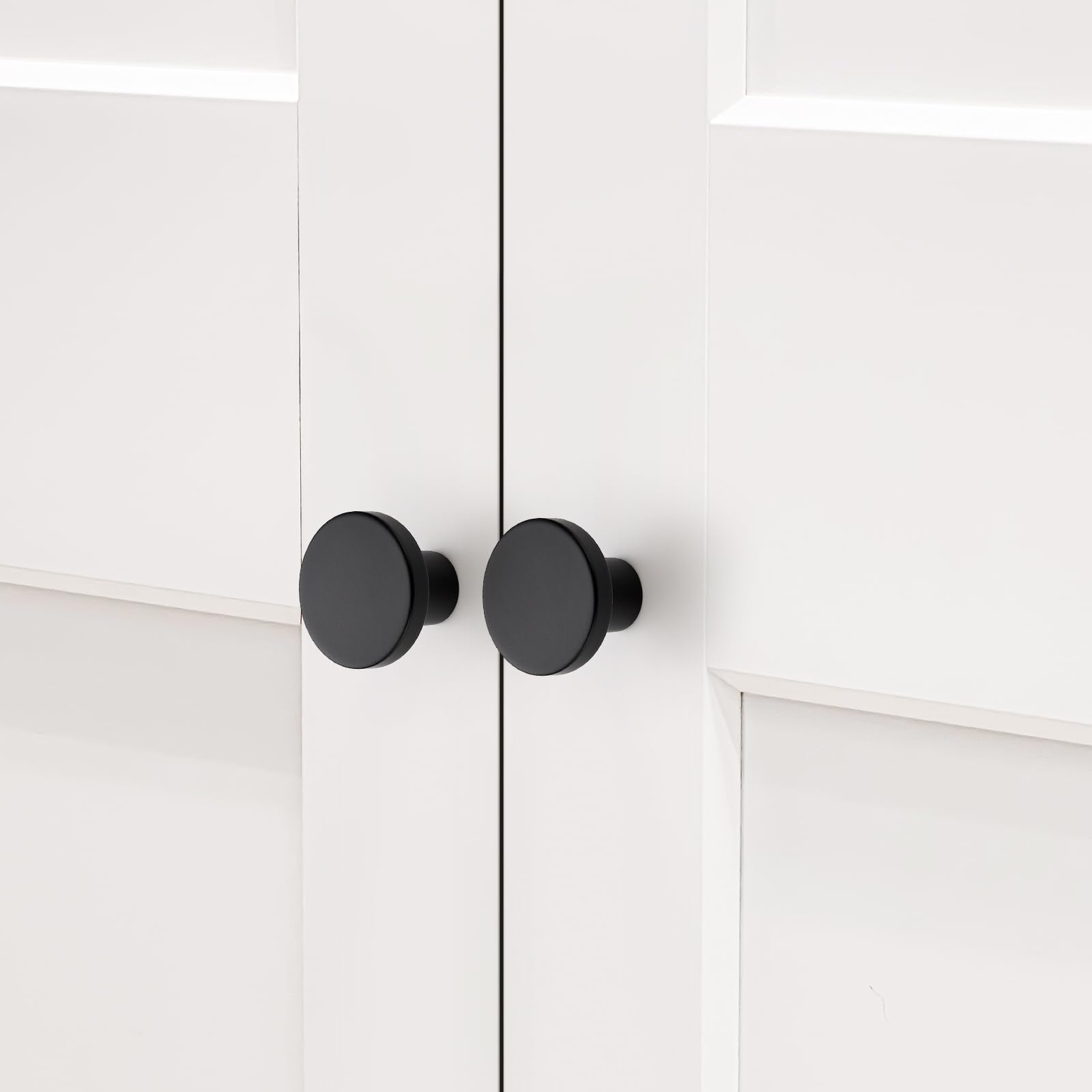 HOME EDIT 10 Pack Black Cabinet Knobs, 1-1/5 Inch Round Drawer Knobs for Kitchen Cabinets, Dressers & Closet Doors in use