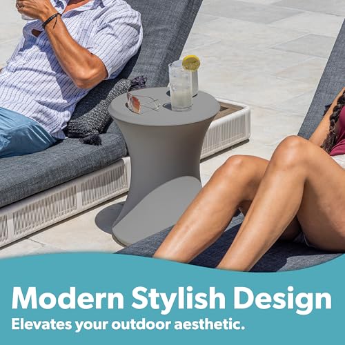 Image of Coast Modern Outdoor Side Table - Lounger Table for Inside Pool or on Patio - All-Weather Furniture for Sun Shelf Up to 15 inch - Gray