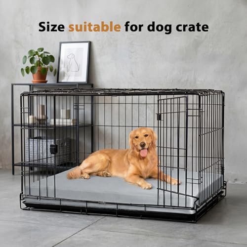 RRPETHOME 3" Chew Proof Indestructible Dog Bed for Large Aggressive Chewers,Durable Tough Fabir Chew Resistant Crate Dog beds for Large Dog & Puppy,Orthopedic Egg Foam Kennel Mat Pad Grey 42x30x4 by RRPETHOME - Image 6