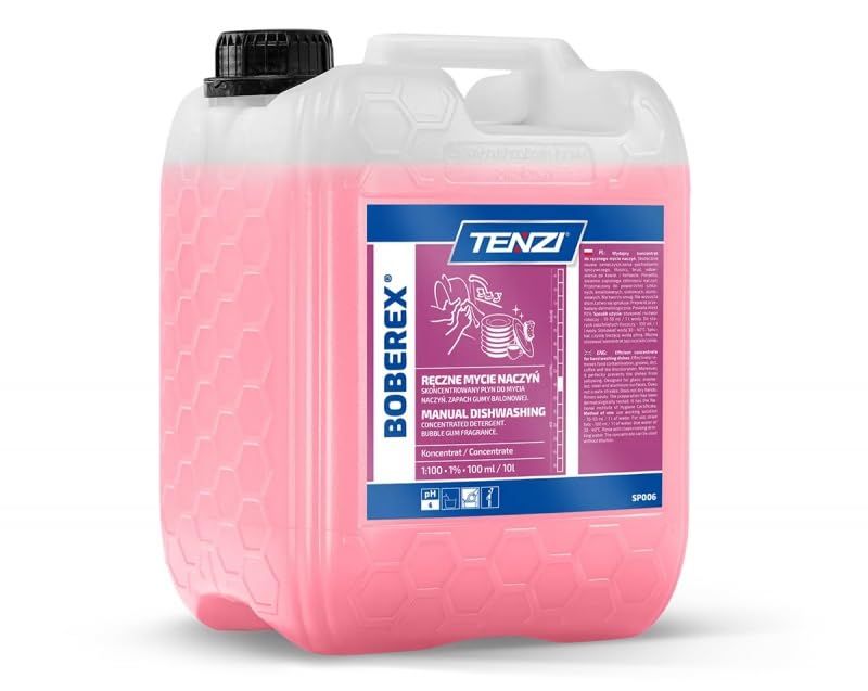 TENZI Boberex/Detergente para lavar platos/lavado de manos/concentrador/para utensilios de cocina de vidrio, esmalte, acero inoxidable y aluminio, aroma a chicle, fácil de enjuagar, 5 litros