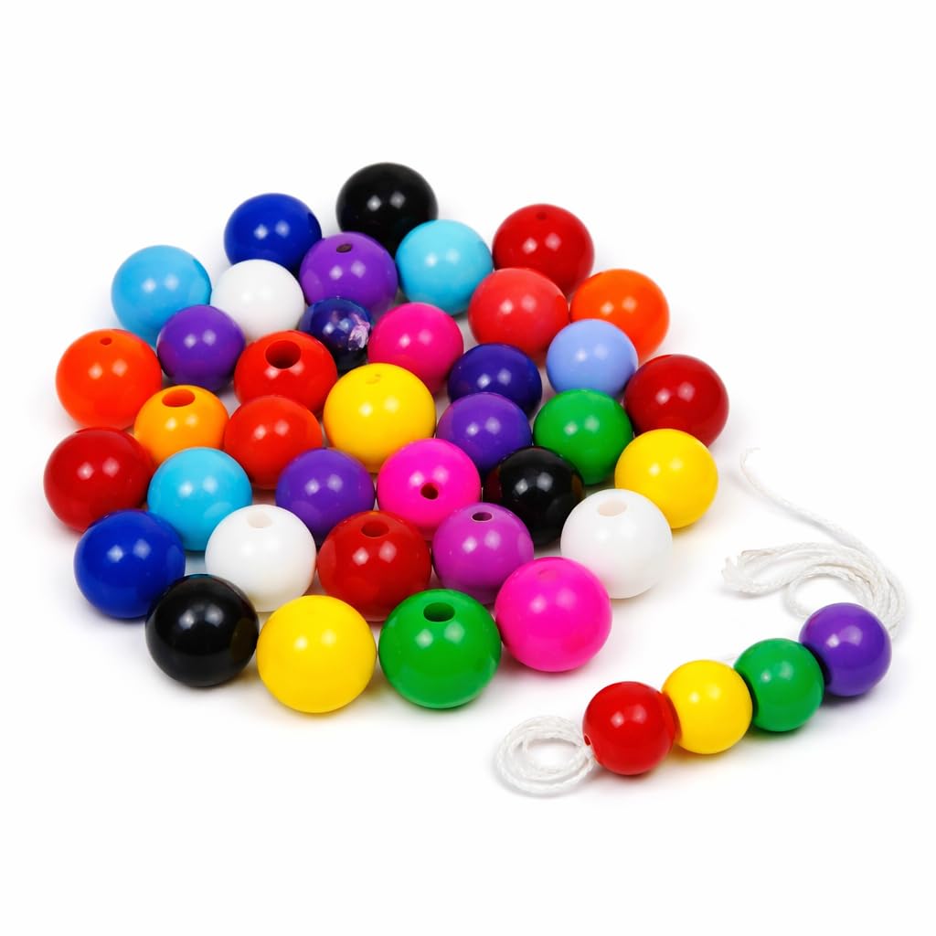 Kids Beads Toy Set 50 PCS Threading Toy for Kids 3+ Years Educational Colorful Learning Beads for Counting, Motor Skills & Brain Development-image-3