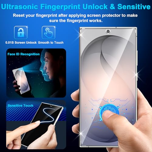 Image of 3 Pack for Samsung Galaxy S25 Ultra Screen Protector Tempered Glass + 3 Pack Camera Lens Protector, Military Grade Shatterproof, 9H Hardness, Fingerprint Unlock,Case Friendly 6.9 Inch