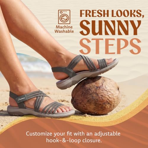 Image of Skechers Women's Reggae Slim - Sunnyside 2.0 | Skechers Memory Foam, Machine Washable, Stretch Fit, Vegan, Adjustable Strap