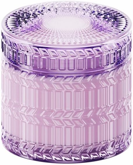 Hidden Label Lavender Scented Candle with Crackling Wood Wick, 7.4oz Natural Soy Wax for Sleep & Stress Relief, Long Lasting 55Hours Aromatherapy for Spa, Yoga & Home Relaxation