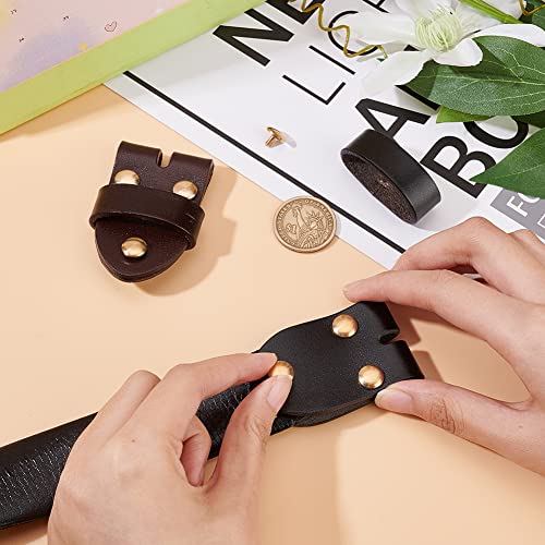 FINGERINSPIRE 2 Pcs Men's Pin Buckle Head 66.5x45x21mm Black & Brown Retro Belt Buckle with Brass Screw Rivets Leather Belt Replacement Link Buckle Belt Head for DIY Leather Craft Sewing Accessories - Image 3