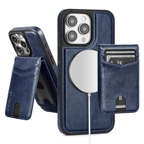 Étui portefeuille amovible MagSafe anti-RFID pour iPhone 13 Pro bleu