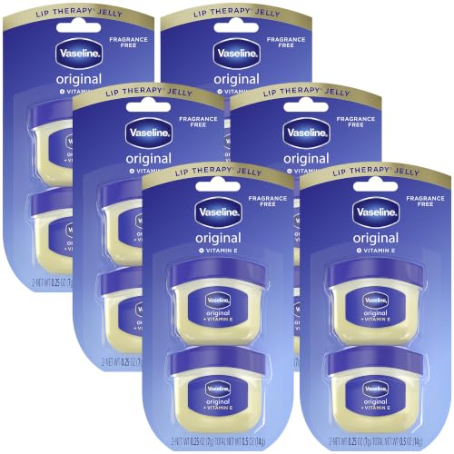 Vaseline Lip Therapy Original Mini Counter Display 2-Packs (12 Jars) Bulk Lip Balm Moisturizer for Soft Smooth & Glossy Lips 0.25 Oz Ea