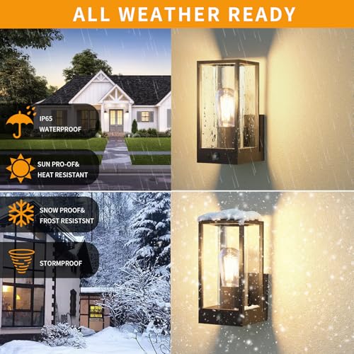 Image of Outdoor Wall Light with Mount,Exterior Wall Lighting, Aluminum Waterproof Porch Light Fixture for Front Door, Patio,Black