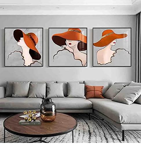 Peinture femme au chapeau art mural pour habiller un grand mur vide sans effort