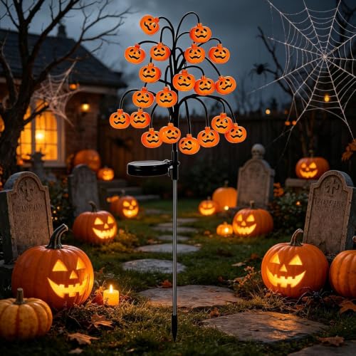 Estacas de calabaza solar para decorar senderos y jardines en Halloween 3