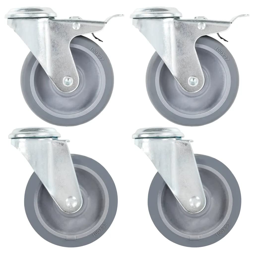 vidaXL 8 pcs Roulettes pivotantes à trou de boulon 100 mm