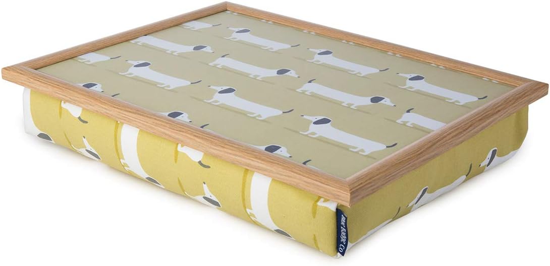 Blue BadgeCo Sausage Dog Lap Tray with Bean Bag Cushion, Padded Lap Tray for Dinner with TV or Breakfast in Bed, Laptop Holder, Moulds to Your Lap, 700 g