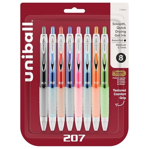 Stylo roller uni-ball Signo 207 à pointe moyenne rétractable et encre gel premium