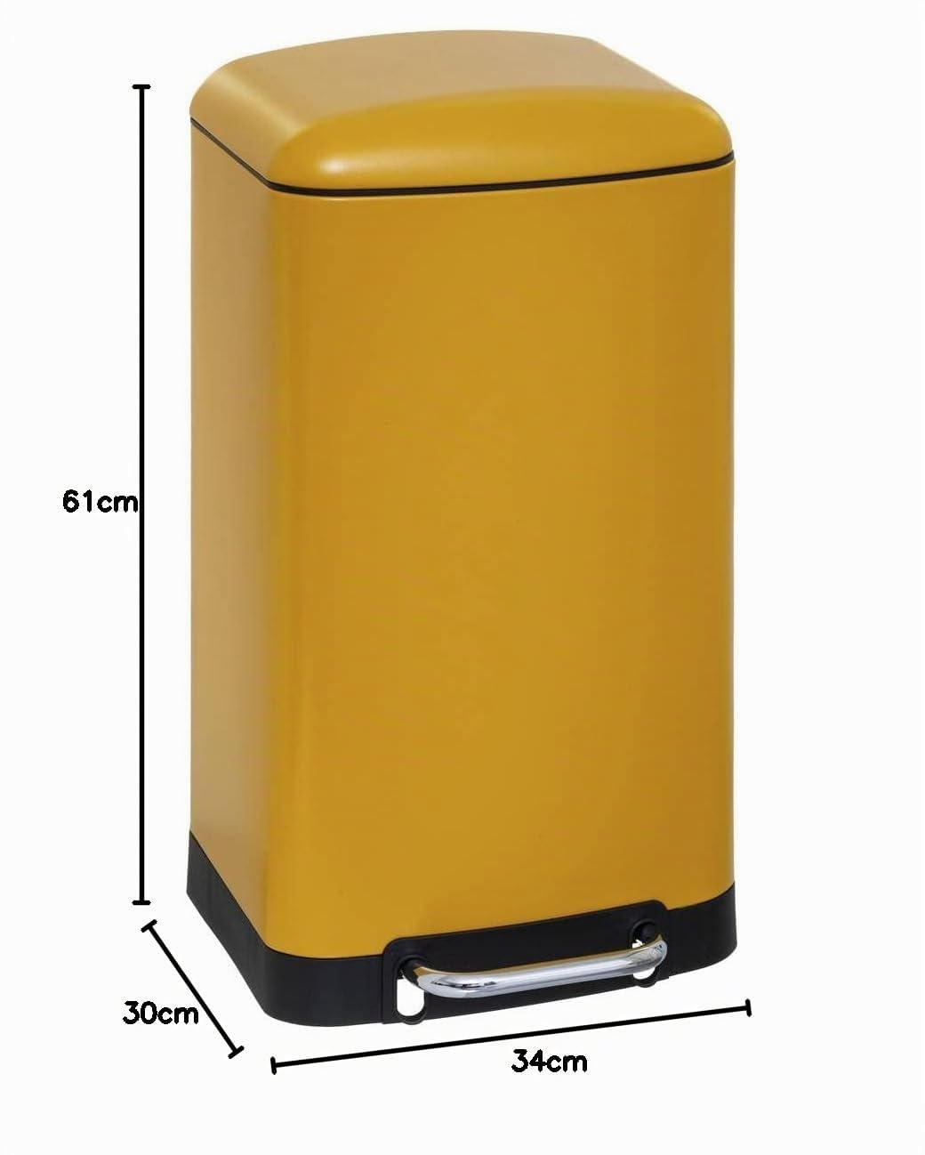 5Five - Cubo de basura de cocina metálico amarillo Ariane de 30 l - Cubo extraíble y asa trasera - Cierre silencioso