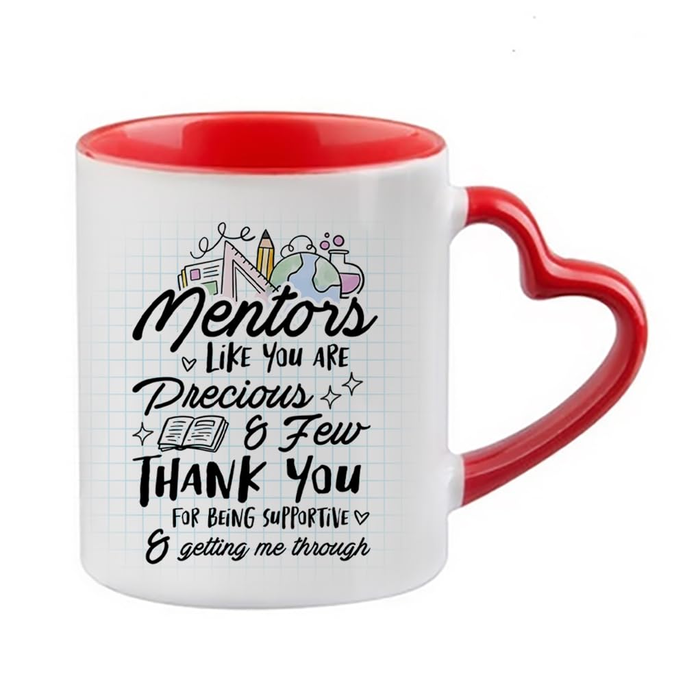 Getagift Mentors Like You are Precious and Few, Best Mentor Gift, Heart Handle Coffee, Tea Mug. (Red)