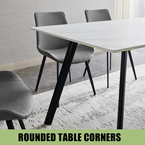 HIPIHOM-Modern-Dining-Table-Set-for-4-5-Pieces-Rectangular-Dining-White-Sintered-Stone-Table-and-Chairs-Set-4-for-Home-Kitchen-Living-Room-Dining-Room-Table4-Grey-Chairs