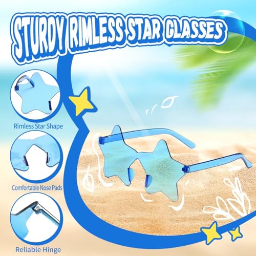 12/26/36 Pairs Rimless Star Shaped Sunglasses Transparent Glasses Bulk Fun Sunglasses for Party Favors3