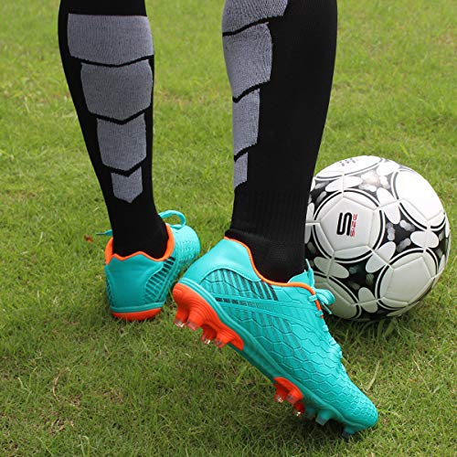 Hawkwell Men's Outdoor Firm Ground Soccer Cleats, Green Pu, 8 M Us #TOP2