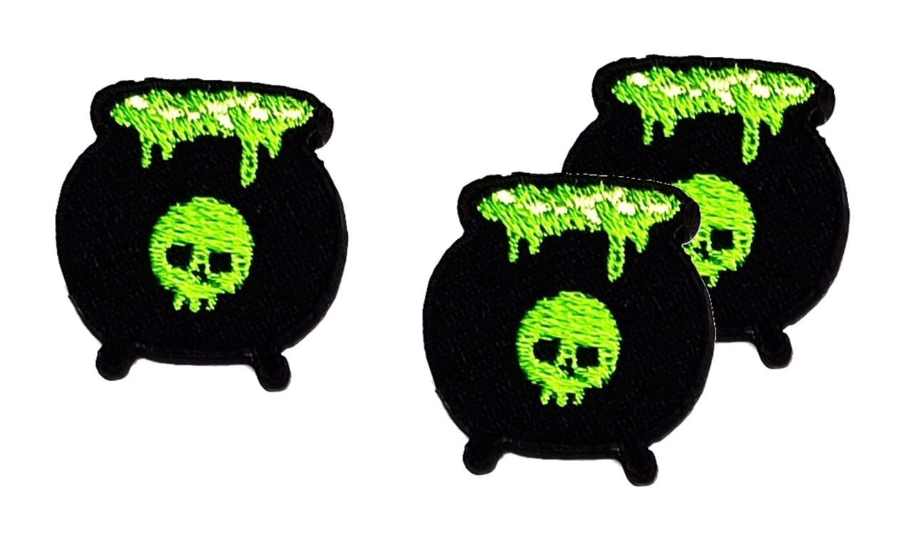 Tiny Truly Witch Boiling Pot Cartoon Children Kid Patches Embroidered Appliques Symbol Badge Clothes Jeans T-Shirt Hat Backpacks for Men Women Boys Girls (3 PCS)