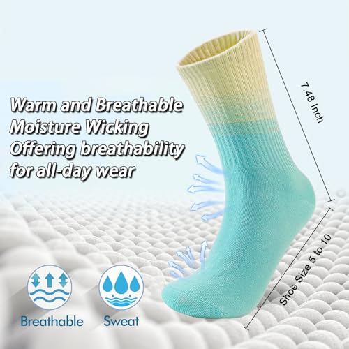 Women‘s Athletic Running Crew Socks，Cute Cotton mid-Calf Socks，Above Ankle High，Novelty Fun Colorful Design，Pack of 54