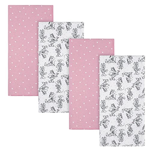 Image of 4-Pack Baby Girls Minnie Mouse Flannel Receiving Blankets
