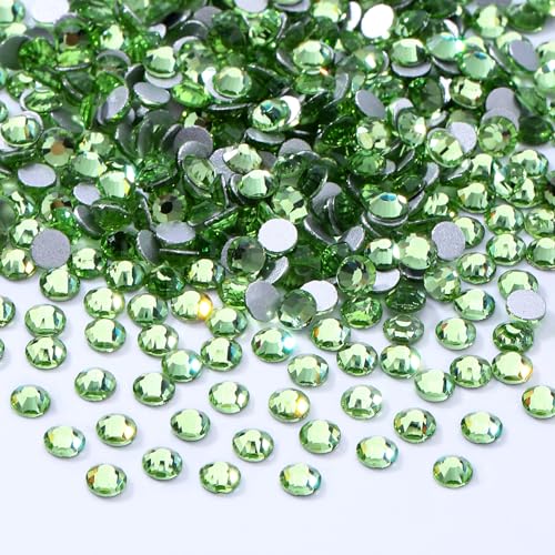Image of Light Green Flatback Rhinestones, Glass Rhinestones for Nail Art and Craft, Glue Fix, Loose Crystal Gemstones(Lt.Green, SS8, 2880pcs, 2.3-2.5mm)