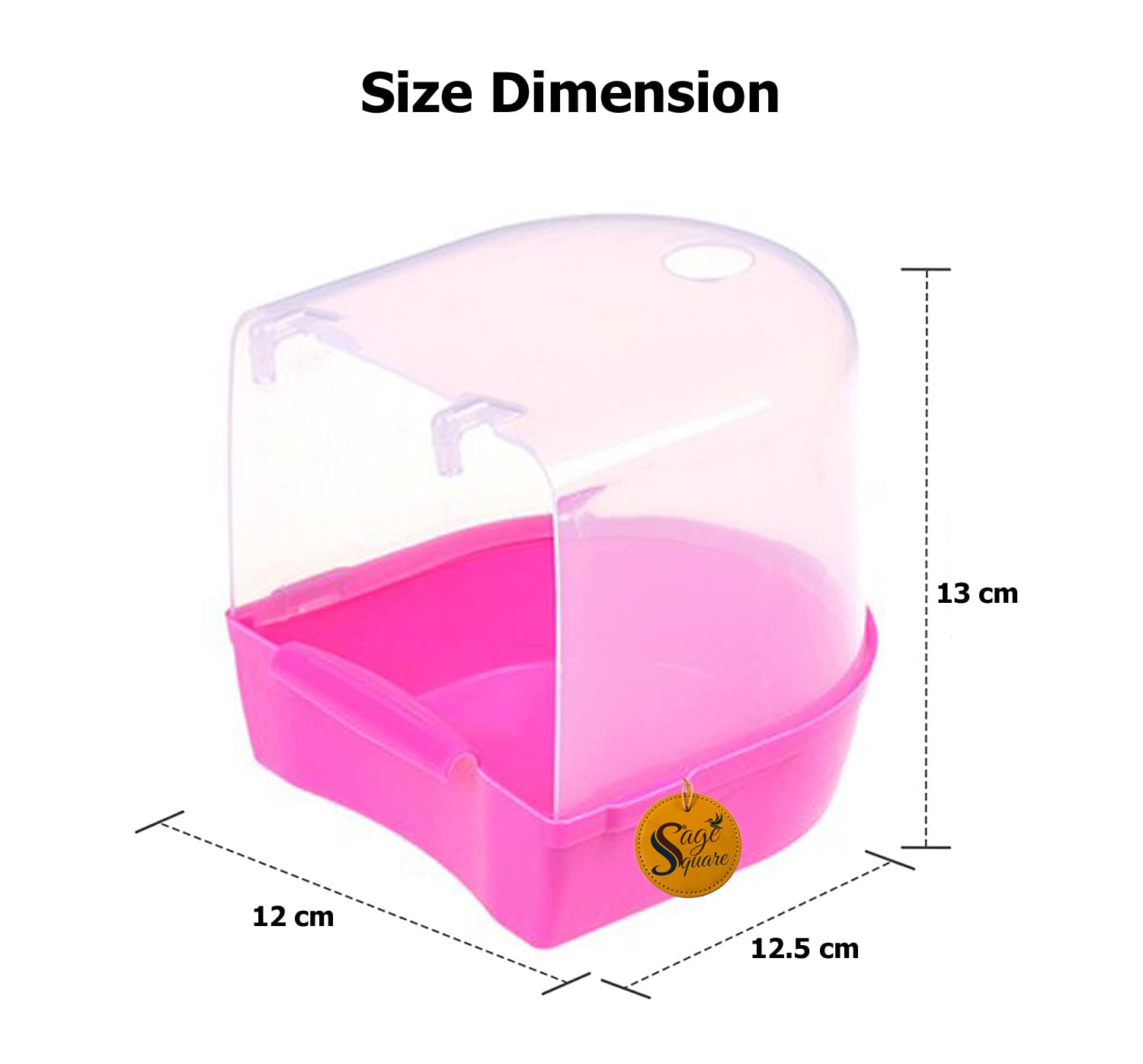 Sage Square Bird Bath Box, Caged Bird Wonderful Bathtub with Hole for Water Spray for Pet Small Birds Canary Budgies Parrot Parakeet Finch Canary Cockatiel Parrot Lovebird (Pink) 1
