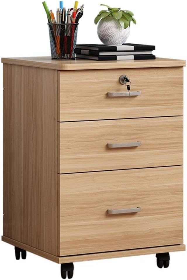 無垢材デスクオーガナイザー - ロック可能な引き出し付き木製デスク