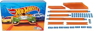 Hot Wheels 20-Car Pack of 1:64 Scale Vehicles, Gift for Collectors & Kids Ages 3 Years Old & Up and Car and Mega Track Pack with 40ft of Track, 43 Connectors and One 1:64 Scale Toy Car, Track Builder