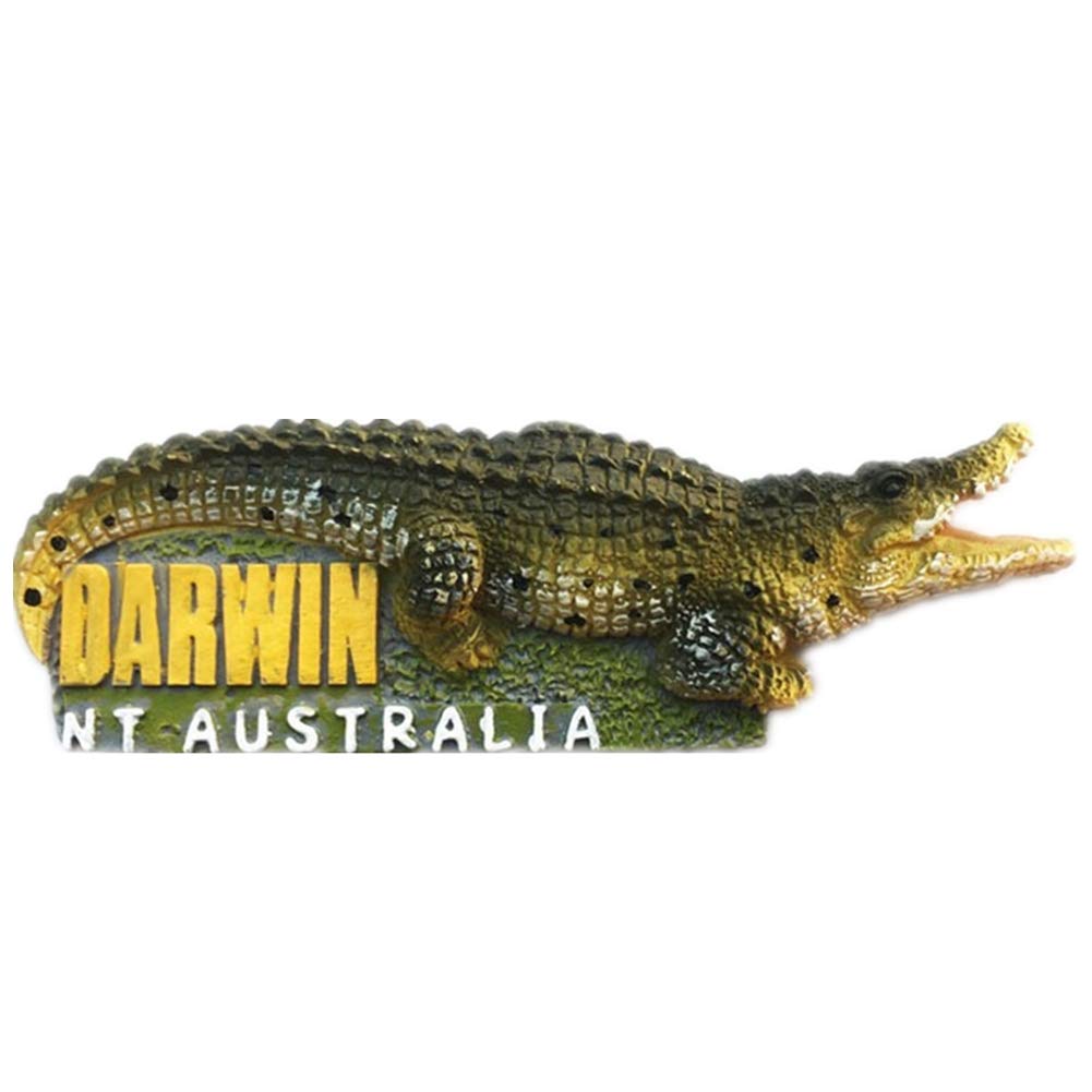 Weekino Green, Brown, Beige Crocodile Darwin Harbour Northern Territory Australia Fridge Magnet 3D Resin Handmade Craft Tourist Travel City Souvenir Collection Letter Refrigerator Sticker