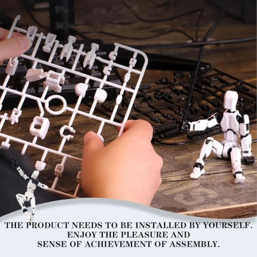 Image of 2Pcs Action Figure, Dummy Robot Toy for DIY Assembly, Desk Decor, Photography Props, Art Model, Collectible Display, Black and White Set