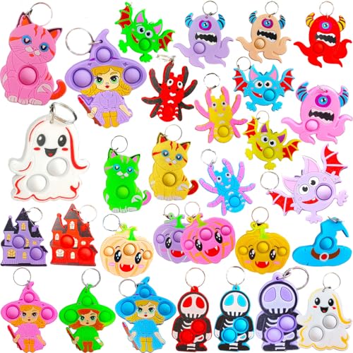 Roaqua Bulk 30 Packs Push Fidget Bubble Mini Pop Fidget for Teens and Kids,Small Birthday Halloween Party Favors Supplies and Classroom Student Prizes Gifts
