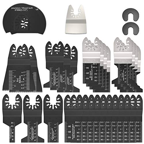 31PCS Outil multifonction lames de scie oscillantes, Accessoires outils oscillants multifonctions, Lame de scie universelle pour Bosch Dewalt Makita Couper les coins de bois carrelage clou Cover