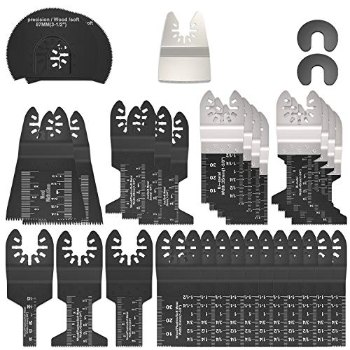 31 herramientas multifunción, hojas de sierra oscilantes, herramientas oscilantes multifunción, hoja de sierra universal para Bosch Dewalt Makita Cortar esquinas de madera baldosas clavos.