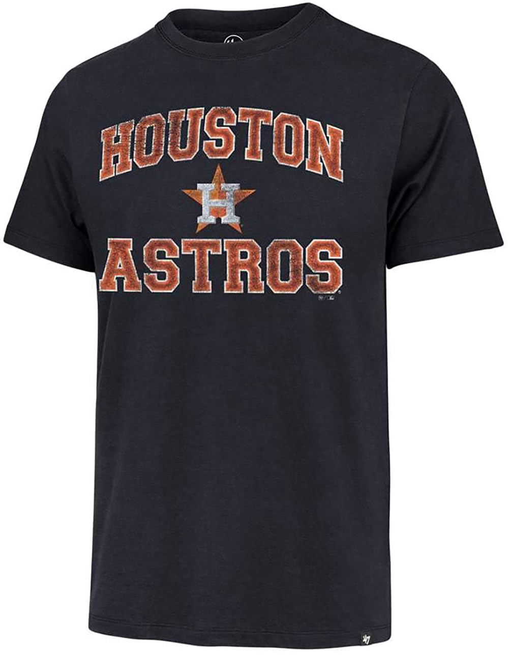 47 MLB Men's Union Arch Franklin Team Color Primary Logo Word Mark Short Sleeve T-Shirt, Houston Astros, Medium