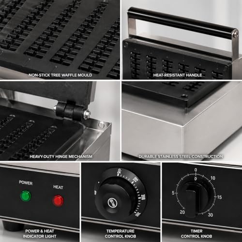 Image of Lolly Stick Waffle Machine 6 Slot, Commercial Electric Waffle Stick Maker, Professional Waffle Machine for Cafe Bakery