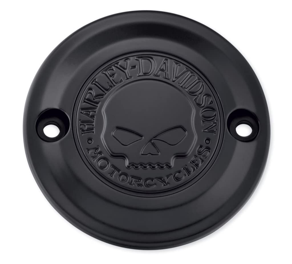 Harley-Davidson Zündungsdeckel Timer Deckel Willie G Skull mit Montagezubehör für Softail ab 18 & Touring ab 17 Schwarz