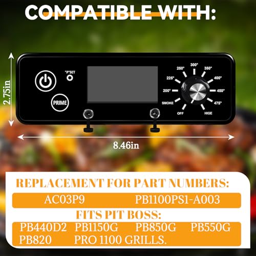 AC03P9 PB1100PS1 Control Board, Compatible with Pit Boss 1100PS1, PB820, Pro 1100, 550 Navigator, PB440D2, PB1150G, PB850G and PB550G Wood Pellet Grill/Smoker, Control Panel with LCD Display - Thumbnail 2
