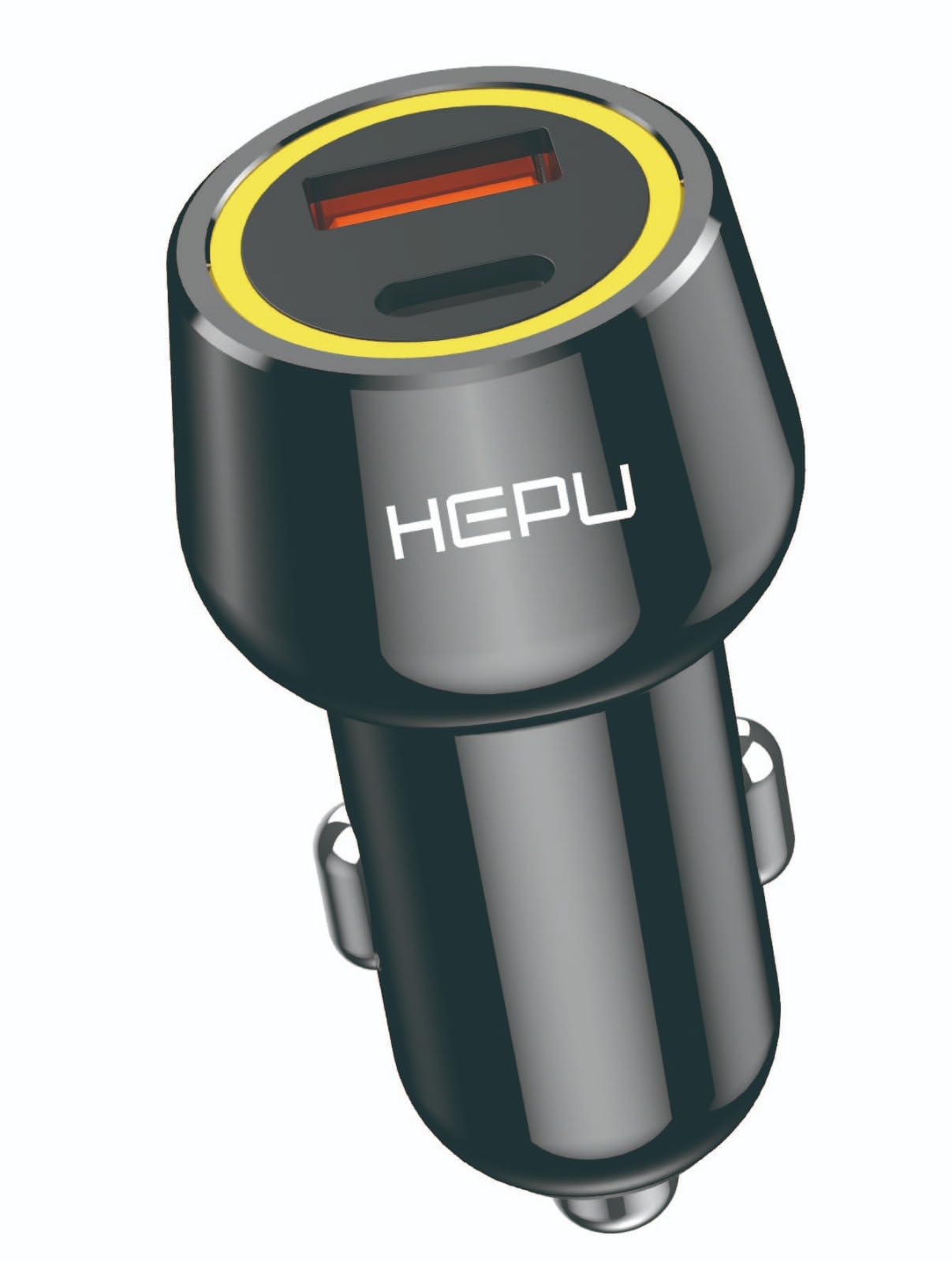 Hobimtek Hepu HP-783 Araç İçi Şarj Cihazı 120W 3.1A PD 30 Watt Hızlı Şarj Aleti Metal Çakmak Şarj Qualcomm Quick Charge 3.0 2-Port Işıklı