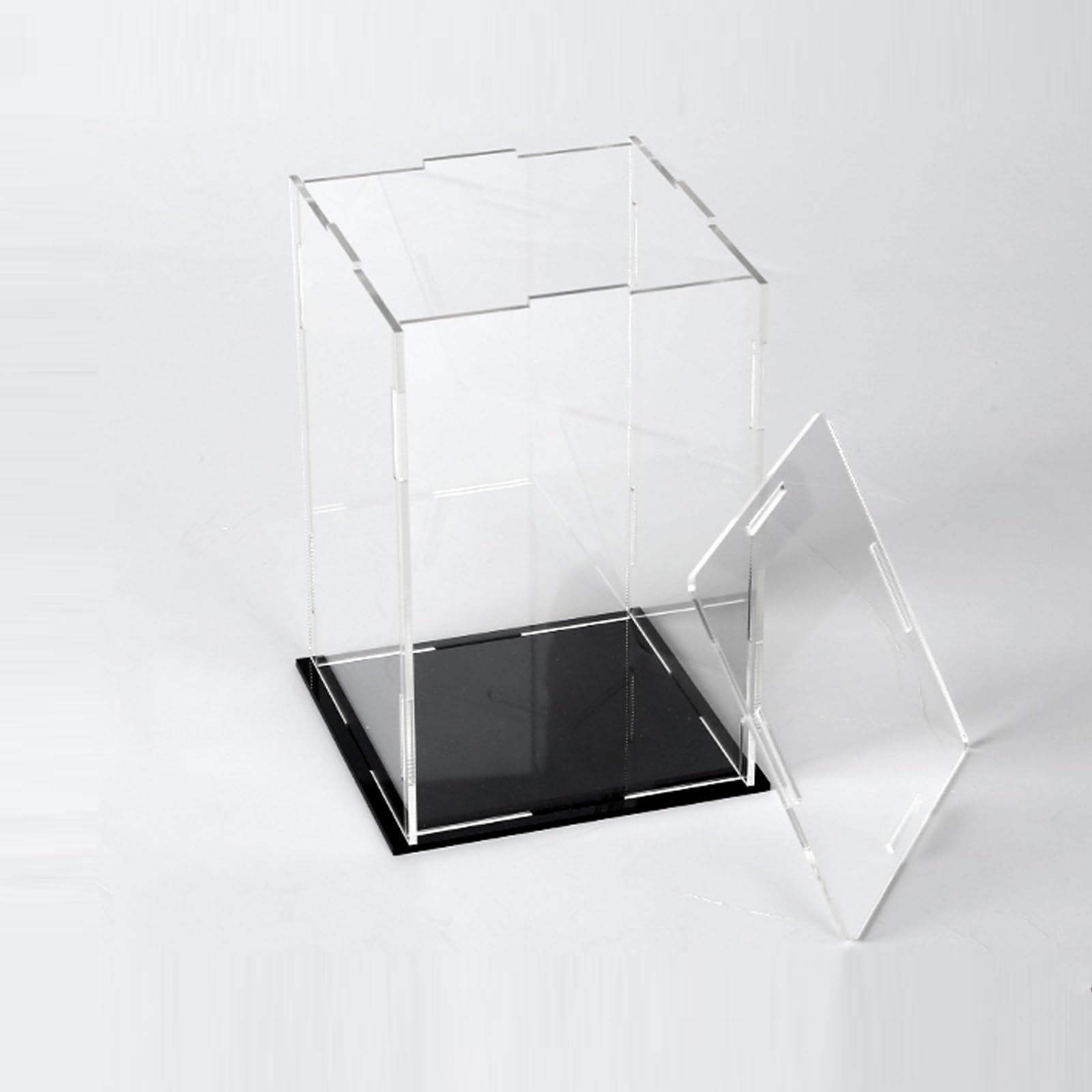 Vitrine Klare Kasten mit Schwarzem Boden, Selbstmontierbare Rechteckige Acryl Boxen für Die Präsentation Staubdichter Schutz Vitrine, für Modellautos, Figuren, Sammlerstücke(H30cm,LxW 30x25cm)