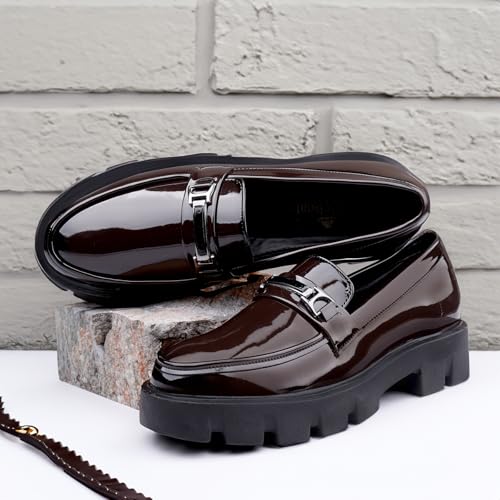 Image of WUGATTI Men's Patent Leather Comfortable & Office Wear Slip-On Loafers