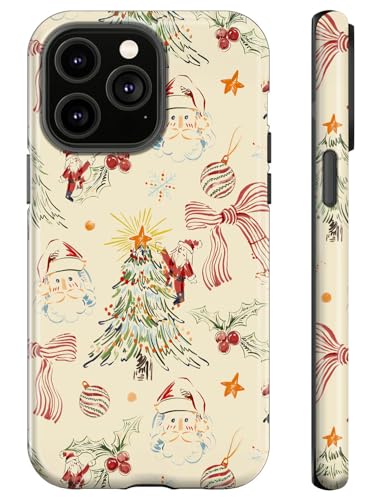 Coque iPhone 15 Pro floral Merry Christmas le cadeau de Noël parfait pour femme
