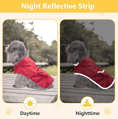 Dog Raincoat Waterproof Hooded Dog Rain Jackets Lightweight Packable Rainponch Outdoor Reflective Raincoat for small medium dog puppies,with Portable pouch-Red-M Dog Raincoat Waterproof Hooded Dog Rain Jackets Lightweight Packable Rainponch Outdoor Reflective Raincoat for small medium dog puppies,with Portable pouch-Red-M