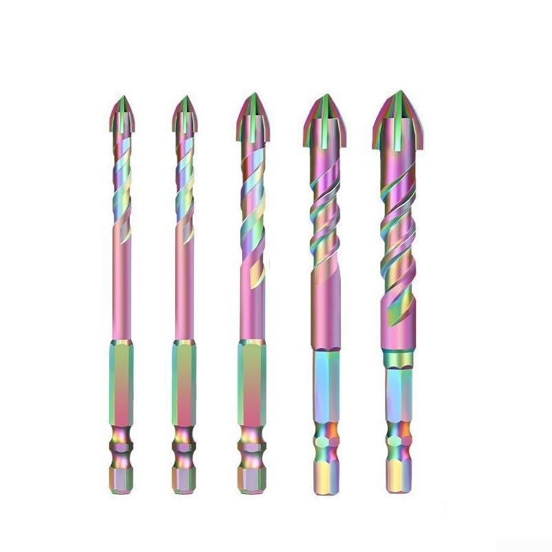 Super-Hard Carbide Drill Bits, 5-Piece Set with 95mm Length, for Drilling Glass, Tile, Wood, and Metal, Includes 6mm, 8mm, 10mm, and 12mm Sizes