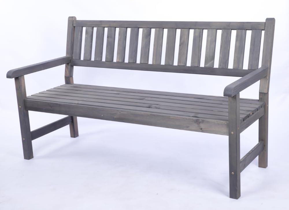 PROREGAL Gartenbank Grana | HxBxT 90x154x70cm | Ohne Abdeckung | Grau | Parkbank Gartenmöbel Sitzbank Bank Friesenbank