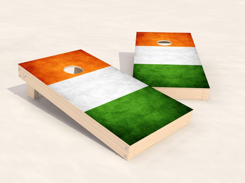 Official Cornhole Set 90 x 60 cm - Red Zone - 2 Cornhole Boards - 2 x 4 Cornhole Bags - Carrying Bag Included - MDF - Premium Quality (Ireland Flag)