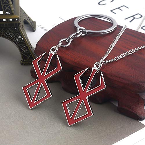 Mullike Brand Of Sacrifice Rune Pendant Necklace Keychain Guts Sword Keychain Red Logo Cosplay Prop Jewelry Gift For Men Fans (Brand Of Sacrifice) #TOP6