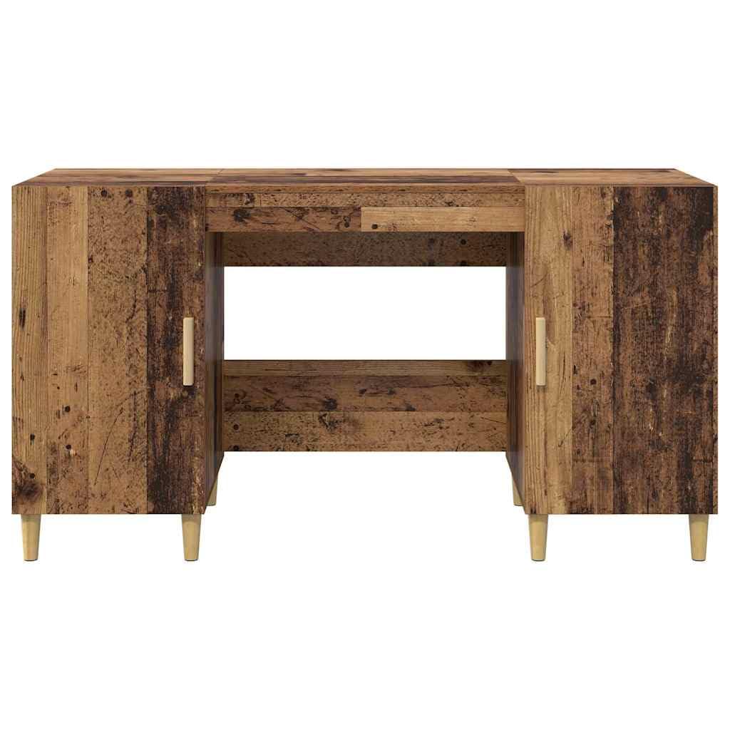 Scrivania con scaffale, in legno anticato, 140 x 50 x 75 cm, tavolo da lavoro per home office e ufficio, tavolo da ufficio con ampio spazio di archiviazione, segretario per studio e studio