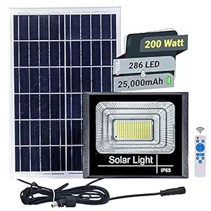 Epyz Solar Flood Lights Outdoor Waterproof Solar Wall Lamp Floodlights for Gutter Shed [ Pack of 1, Cold White Light ] (Light Power 200W - 25000mAh, 286 LED)