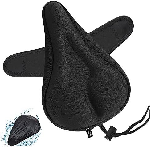 Zacro Bike Seat Cushion - Gel Padded Bike Seat Cover for Men Women Comfort, Extra Soft Exercise Bicycle Saddle Compatible with Peloton, Stationary Spin Cycling Bike, Outdoor & Indoor (11 x 7in)